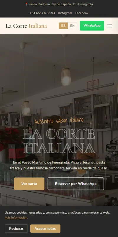 Captura móvil de la web de La Corte Italiana