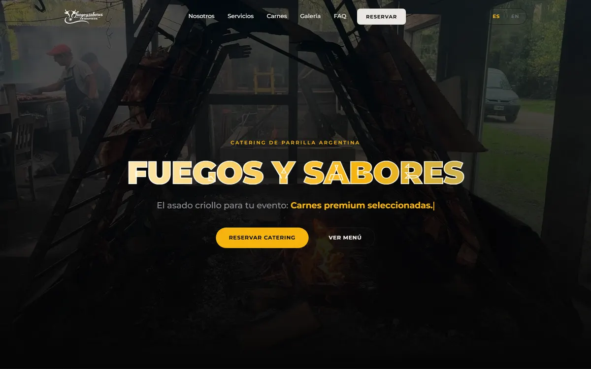 Captura de escritorio de la web de Fuegos y Sabores