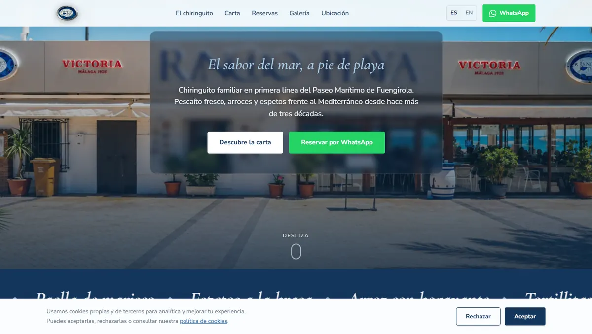 Captura de escritorio de la web de Rancho Playa