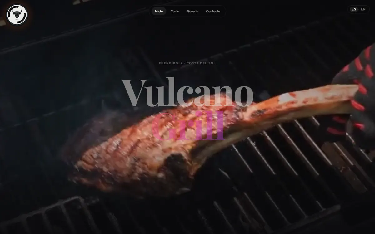 Captura de escritorio de la web de Vulcano Grill Steak House